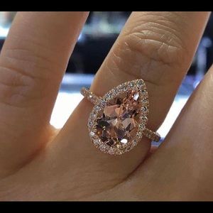 3ct Natural Pear Shaped Morganite Ring!